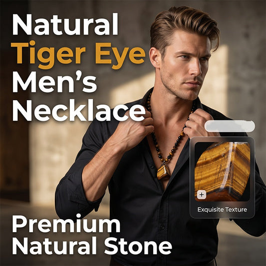🦁Men's Natural Tiger's‑Eye Beaded Necklace‑Stylish Energy Healing Stone Jewelry for Daily & Gift‑Giving