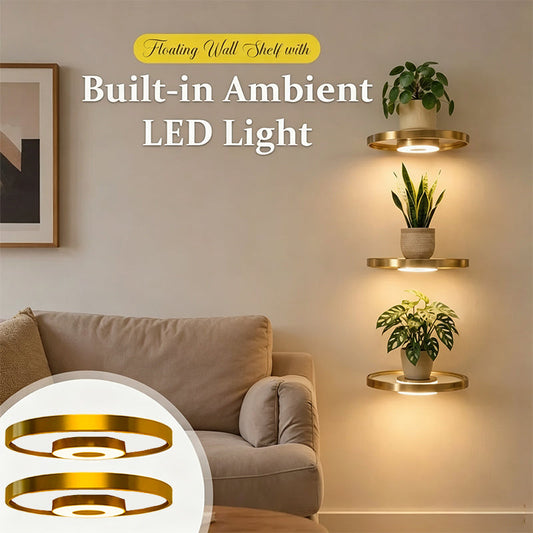 ⏳Time-Limited Special⏰Floating Wall Shelf with Built-in Ambient LED Light🪴🛋️