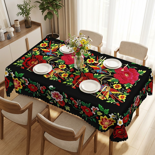 🎉 2026 Sale — Over 24,800 Sold! 🌟 Scalloped Floral Tablecloth – Spill-Proof, Fiesta-Ready ✨