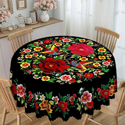 🎉 2026 Sale — Over 24,800 Sold! 🌟 Scalloped Floral Tablecloth – Spill-Proof, Fiesta-Ready ✨