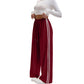 Women's  Chic Striped Drawstring Track Pants, Retro Straight-Leg Polyester Casual Pants for Gym Activewear, Drawstring Pants, Long Pants