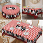 🐓 Farmhouse Rooster Tablecloth – Red Buffalo Plaid Chicken Table Cover, Spill Proof & Scalloped Lace Edge ✨