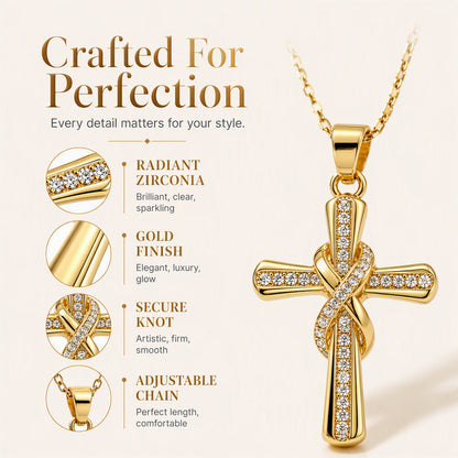 🎉 2026 Sale — Over 20 800 Sold!✨ Women's Sparkling Twisted Knot Cross Pendant Necklace