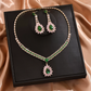 📢📢40% OFF !!⏰ 2026 Sale — Over 22,000 Sold! 💎 Zircon Jewelry Set – Pink & Green Necklace & Drop Earrings – Complete Your Party Look! ✨