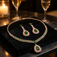 📢📢40% OFF !!⏰ 2026 Sale — Over 22,000 Sold! 💎 Zircon Jewelry Set – Pink & Green Necklace & Drop Earrings – Complete Your Party Look! ✨