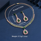 📢📢40% OFF !!⏰ 2026 Sale — Over 22,000 Sold! 💎 Zircon Jewelry Set – Pink & Green Necklace & Drop Earrings – Complete Your Party Look! ✨