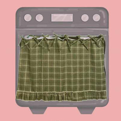 🏡 LIMITED-TIME 50% OFF ✨ Farmhouse Oven Door Skirt — Classic Plaid, Ribbon Ties, Ruffled Hem