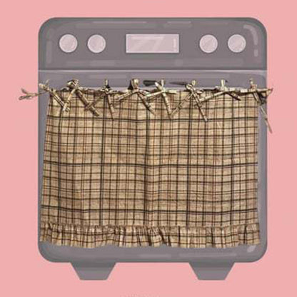 🏡 LIMITED-TIME 50% OFF ✨ Farmhouse Oven Door Skirt — Classic Plaid, Ribbon Ties, Ruffled Hem
