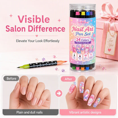 💅 LIMITED-TIME 50% OFF! 🎨 24 Colors Dual Ended Nail Art Pens Set – Dual-Tip Design, Smooth Ink Flow & Long-Lasting Brilliance, Perfect for DIY Manicure 💋