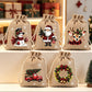 🎄 Christmas Drawstring Gift Bags – Santa & Reindeer Design, Reusable Fabric Gift Wrapping Bags