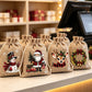 🎄 Christmas Drawstring Gift Bags – Santa & Reindeer Design, Reusable Fabric Gift Wrapping Bags