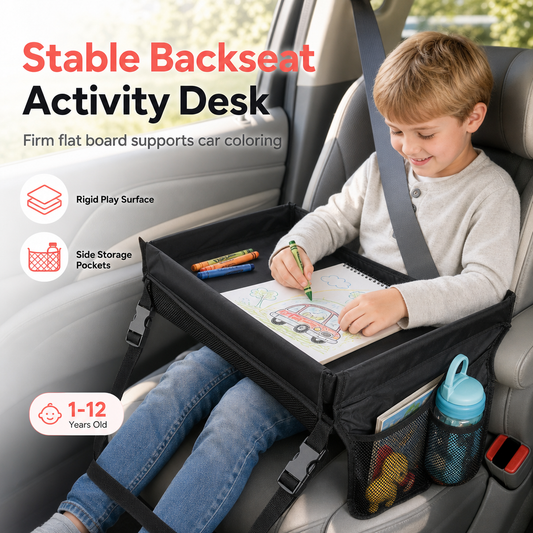 ✨Kids Car Seat Travel Tray – Drawing Board & Storage Organizer🎨