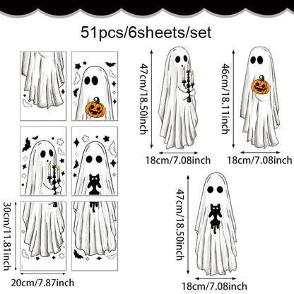 👻 LIMITED-TIME 50% OFF! ✨ Cute Halloween Ghost Static Window Cling – Double-sided, Reusable 🪟