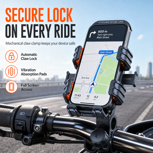 Shockproof Bicycle and Motorcycle Phone Mount for Electric Bikes and Mountain Bikes Handlebar and Rearview Mirror Navigation Phone Holder