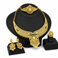 📢📢40% OFF !! ⏰24K Gold Plated Bridal Jewelry Set Dubai Indian Style Necklace Bracelet Ring and Earrings Set for Women