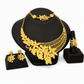 📢📢40% OFF !! ⏰24K Gold Plated Bridal Jewelry Set Dubai Indian Style Necklace Bracelet Ring and Earrings Set for Women