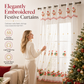 Christmas Embroidered Sheer Window Curtain Panel with Snowflake and Bell Patterns